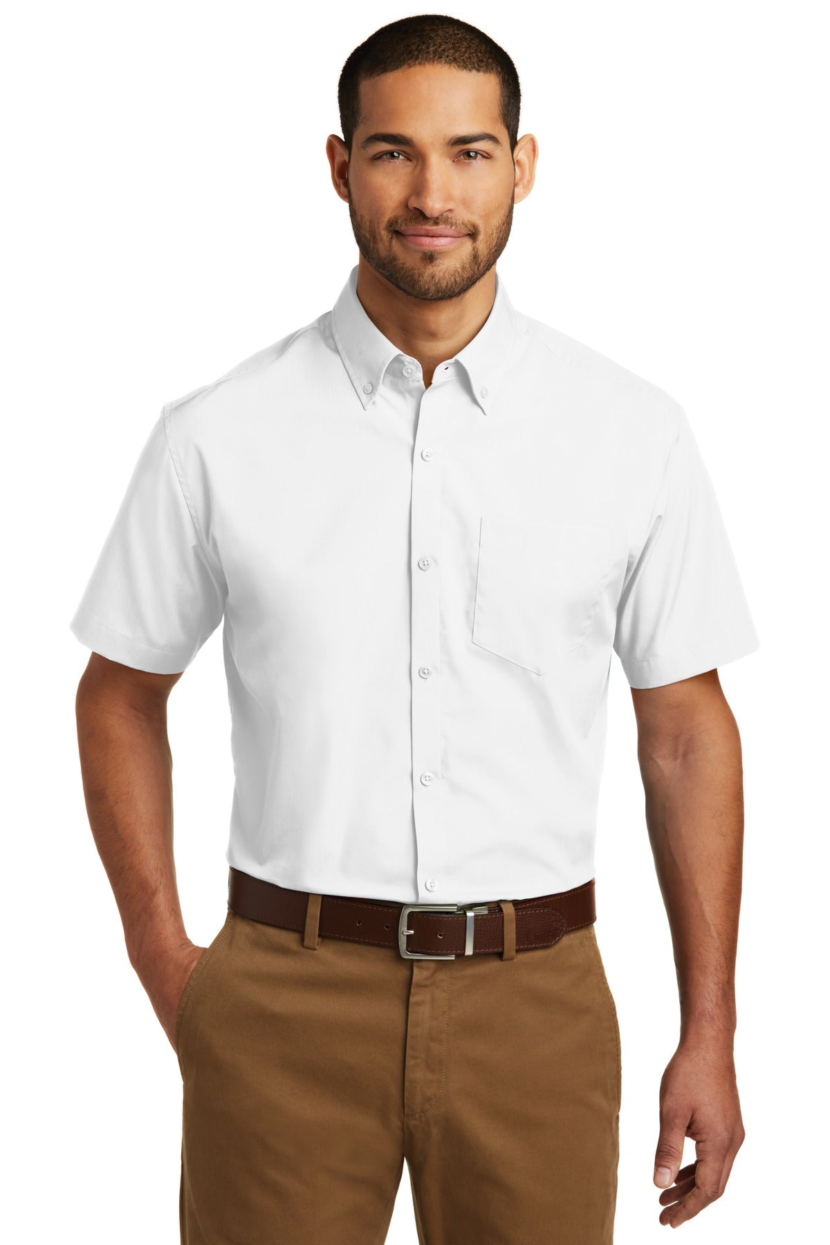 Port Authority Men's Short Sleeve Carefree Poplin Shirt. W101