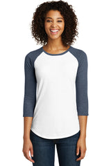 District Women's Fitted Very Important Tee 3/4-Sleeve Raglan. DT6211 District