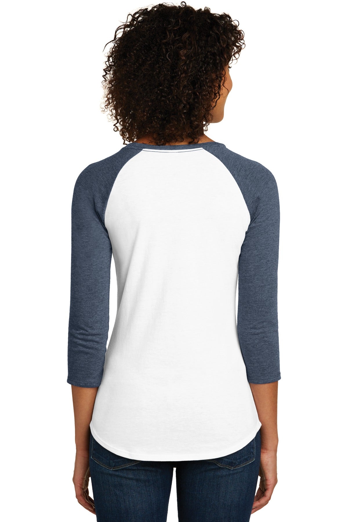 District Women's Fitted Very Important Tee 3/4-Sleeve Raglan. DT6211 District
