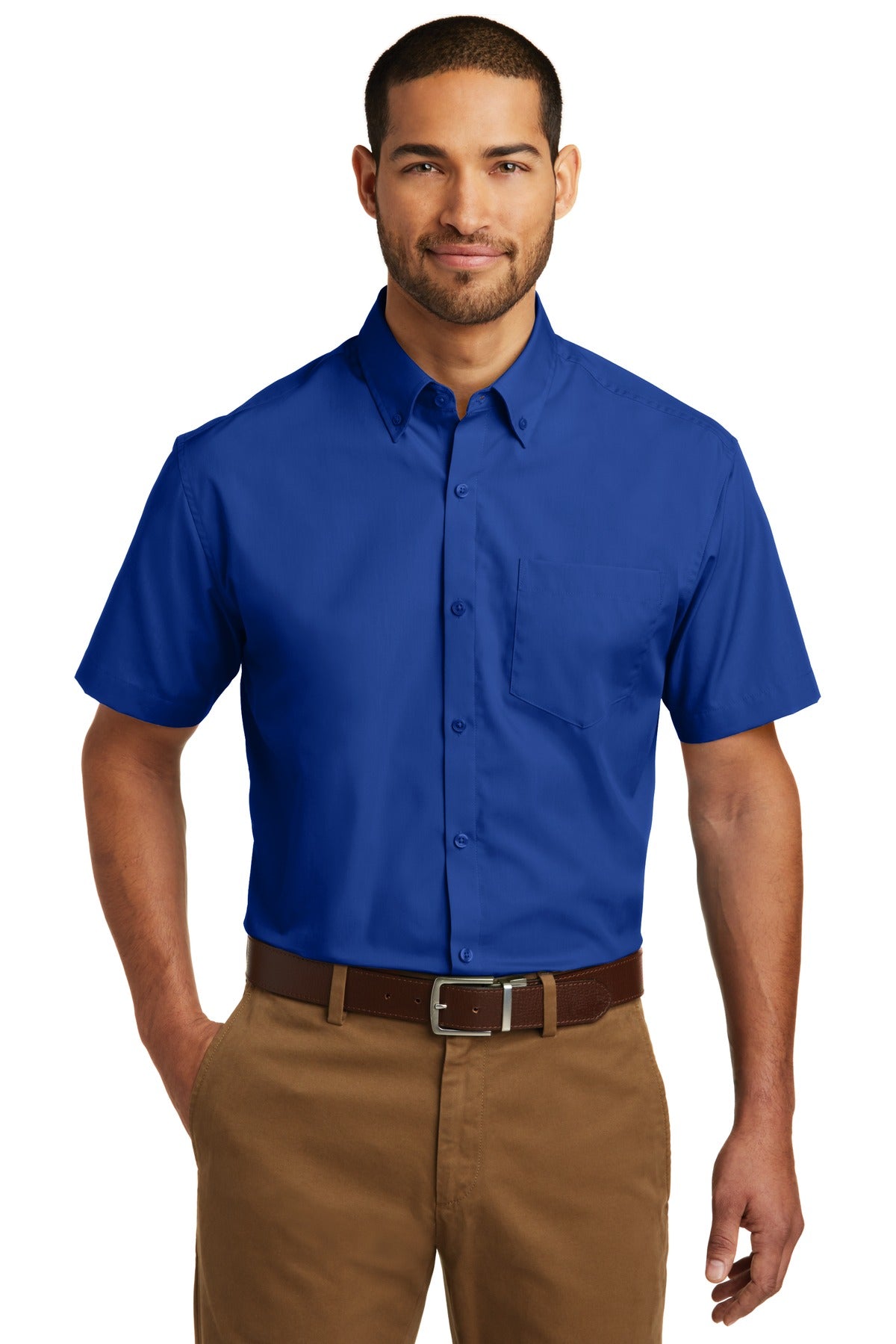 Port Authority Men's Short Sleeve Carefree Poplin Shirt. W101