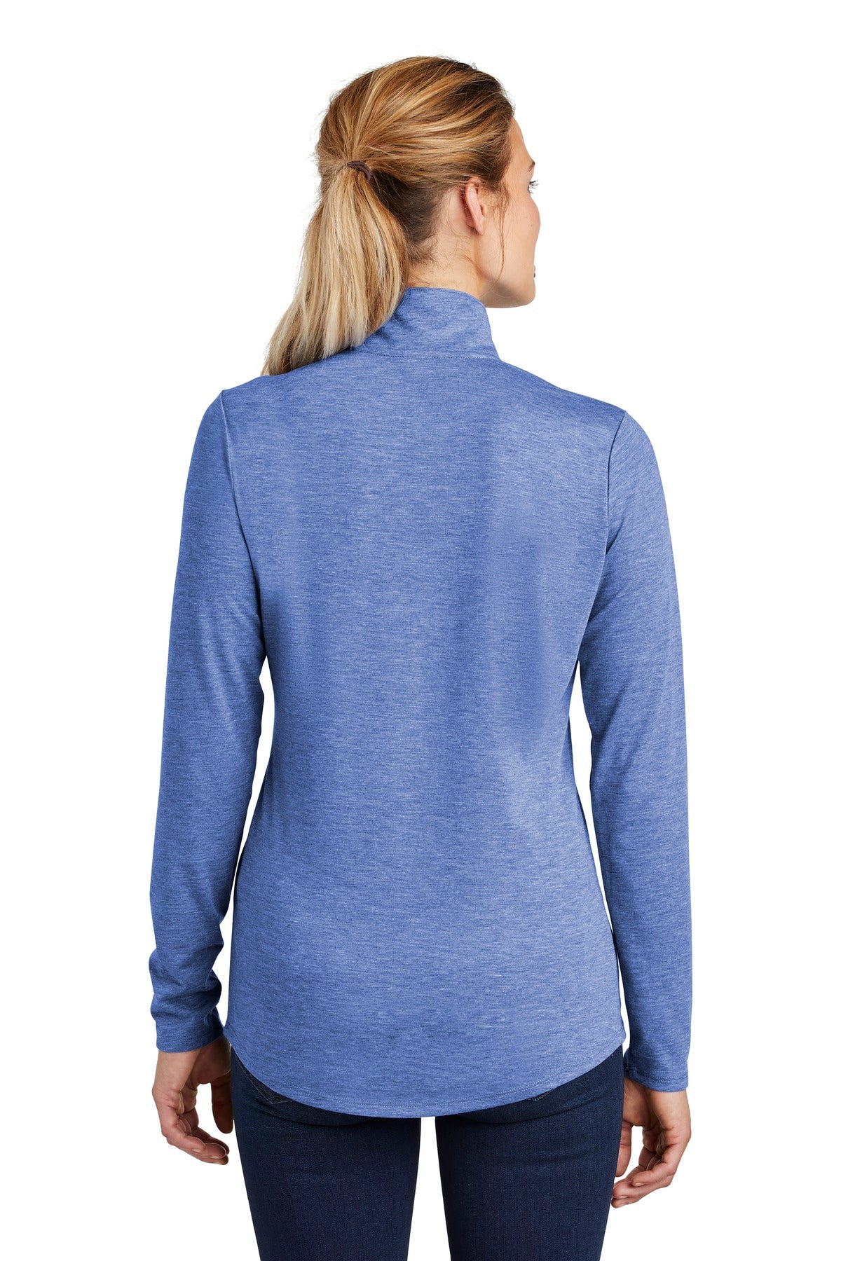 Sport-Tek Women's PosiCharge Tri-Blend Wicking 1/4-Zip Pullover. LST407