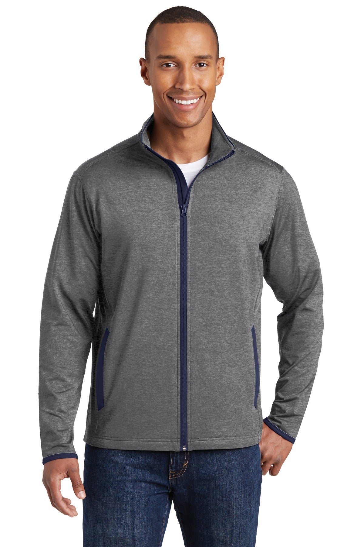 Sport-Tek Men's Sport-Wick Stretch Contrast Full-Zip Jacket