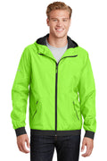Sport-Tek Men's Embossed Hooded Wind Jacket. JST53