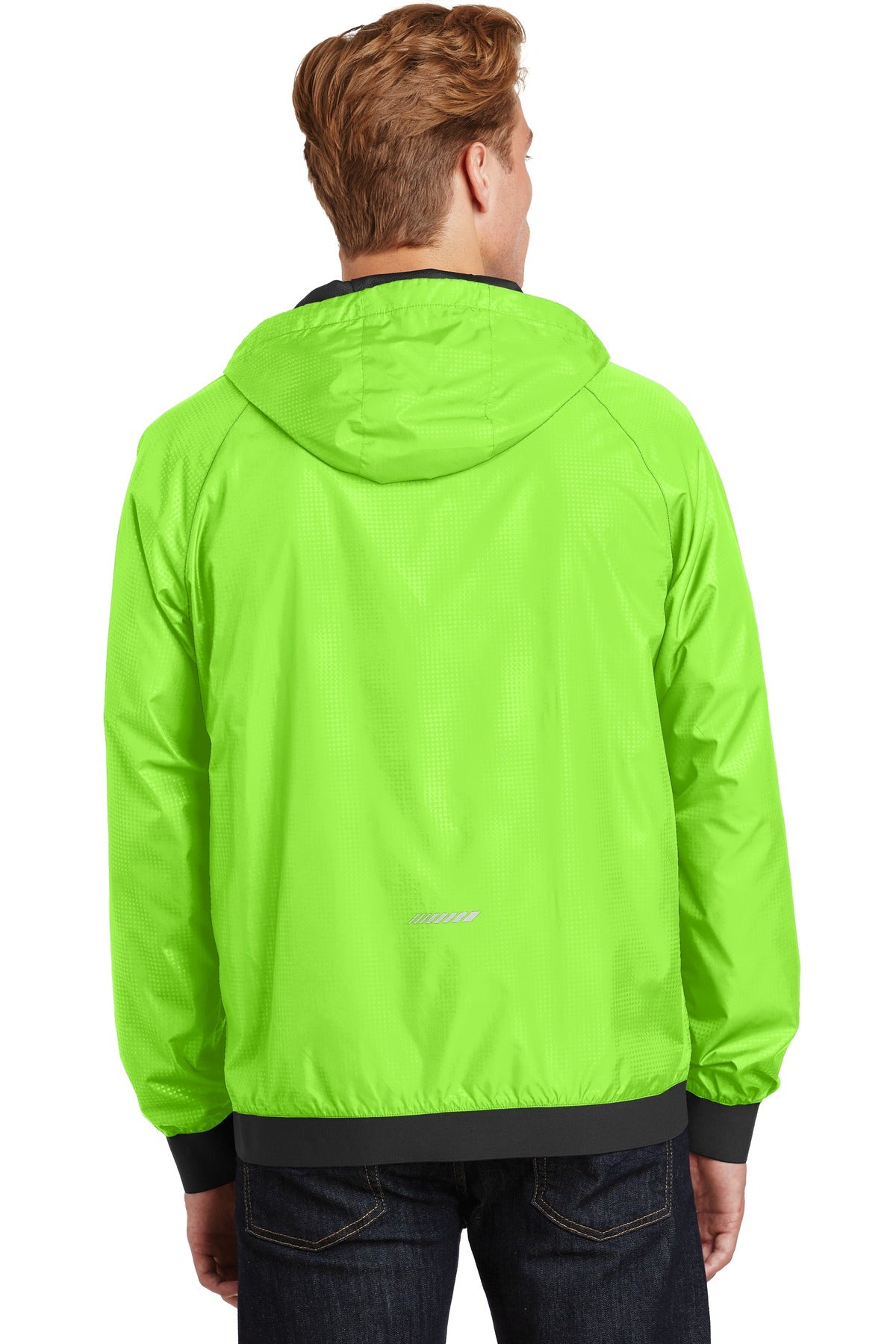 Sport-Tek Men's Embossed Hooded Wind Jacket. JST53