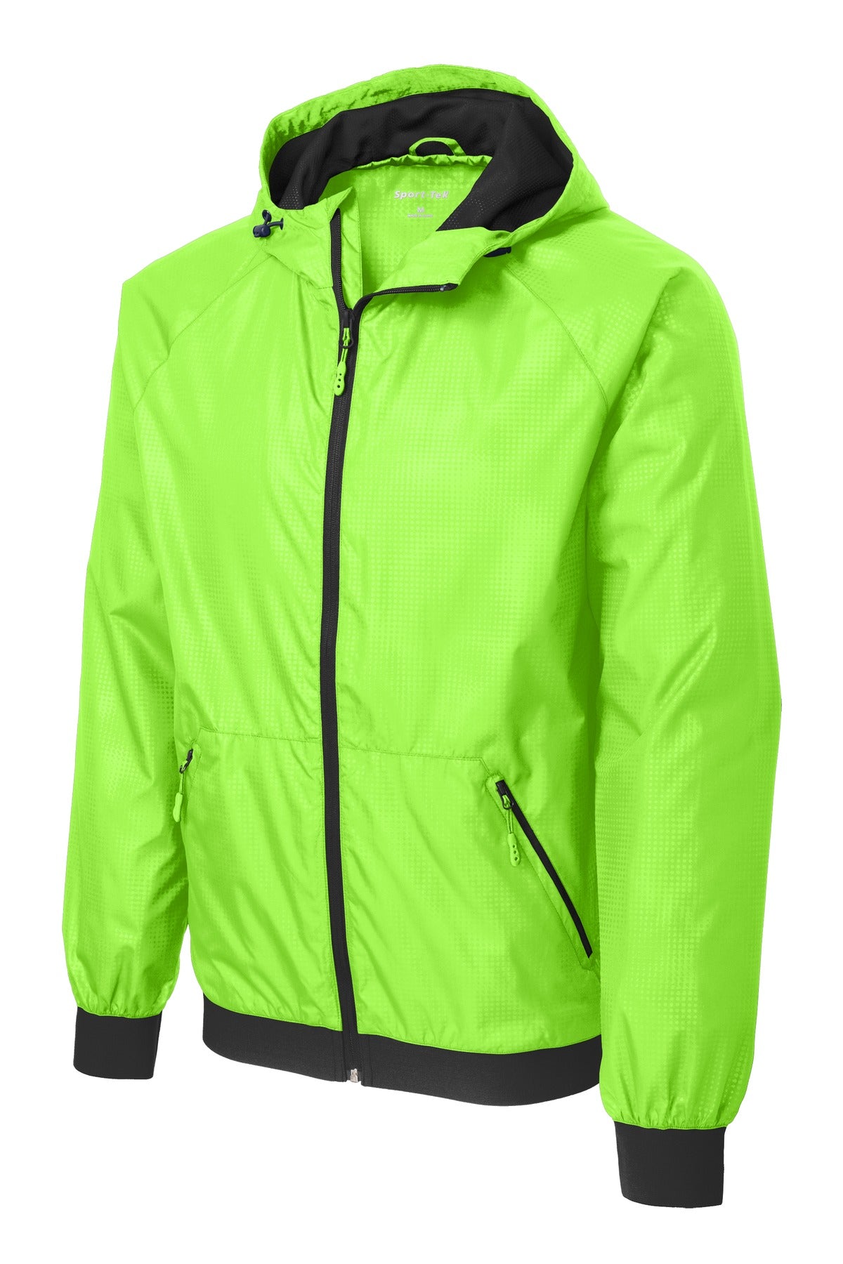 Sport-Tek Men's Embossed Hooded Wind Jacket. JST53