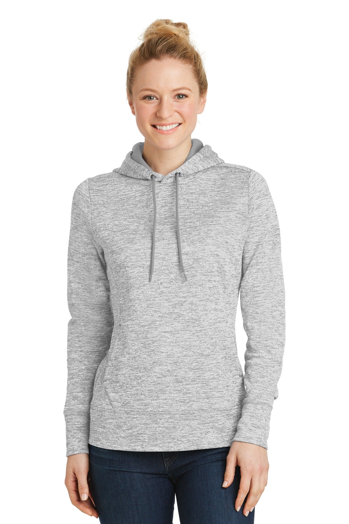 Sport-Tek Women's PosiCharge Electric Heather Fleece Hooded Pullover LST225