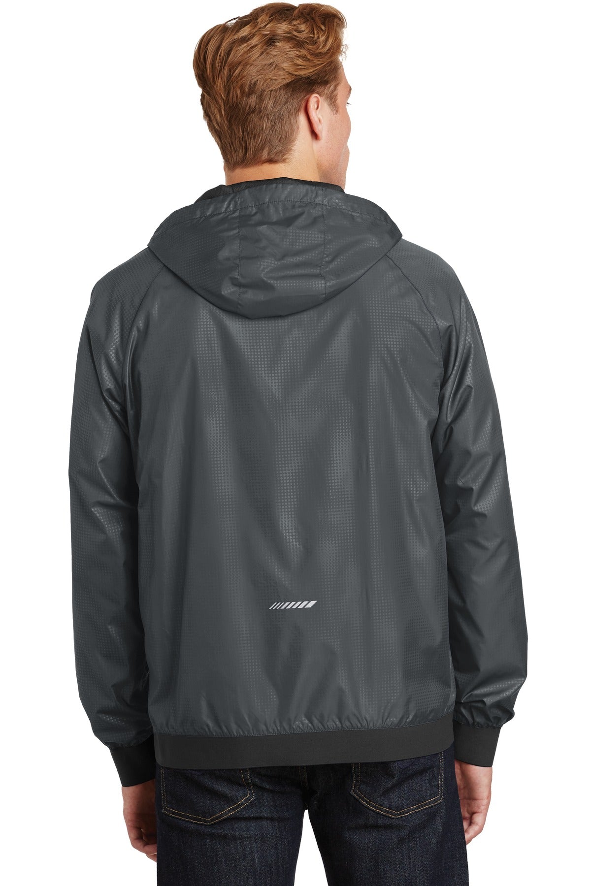 Sport-Tek Men's Embossed Hooded Wind Jacket. JST53