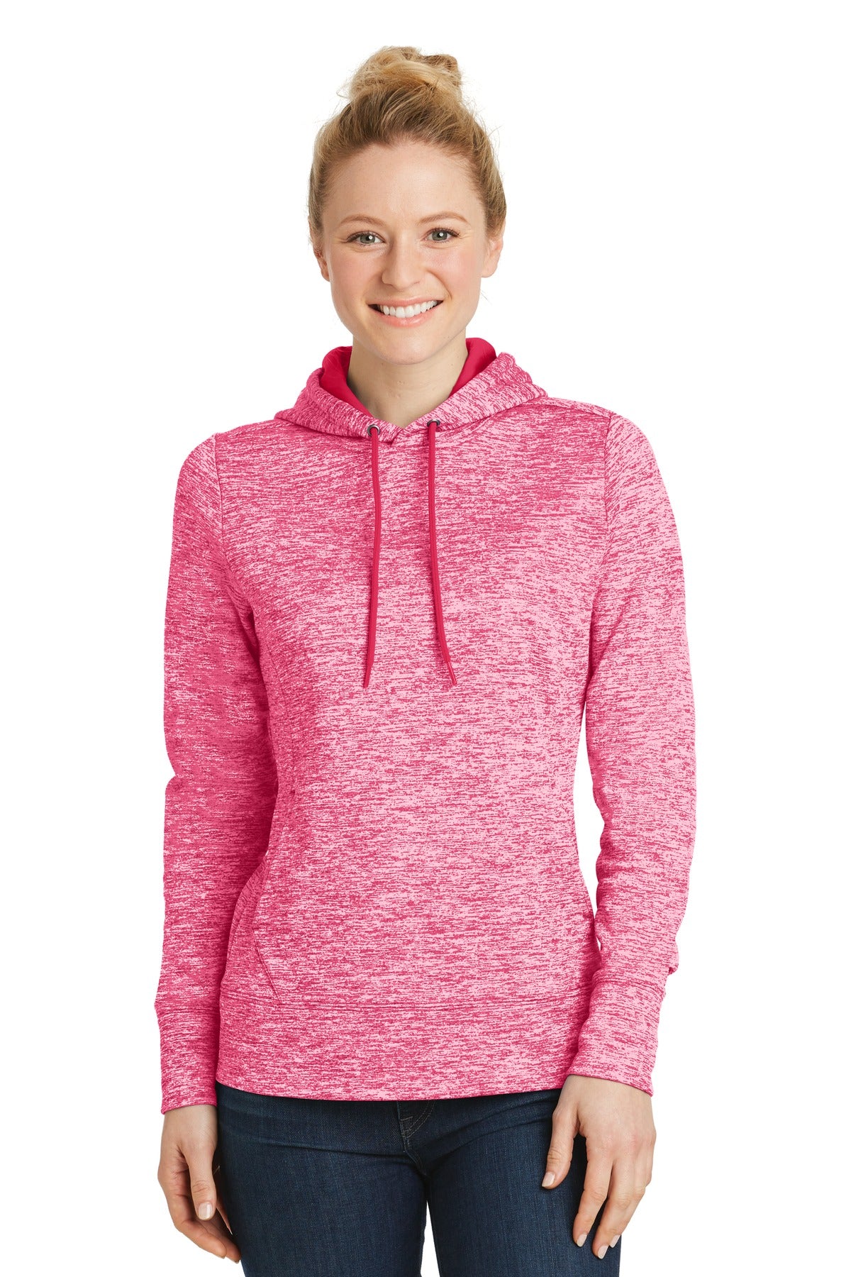 Sport-Tek Women's PosiCharge Electric Heather Fleece Hooded Pullover LST225