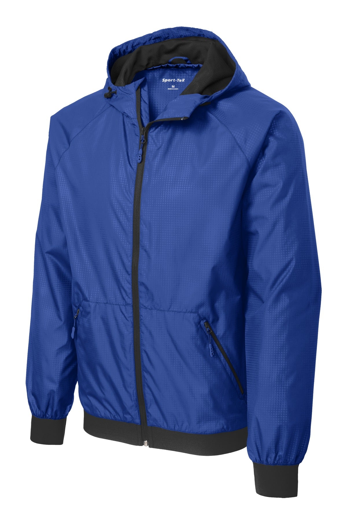 Sport-Tek Men's Embossed Hooded Wind Jacket. JST53