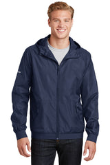 Sport-Tek Men's Embossed Hooded Wind Jacket. JST53
