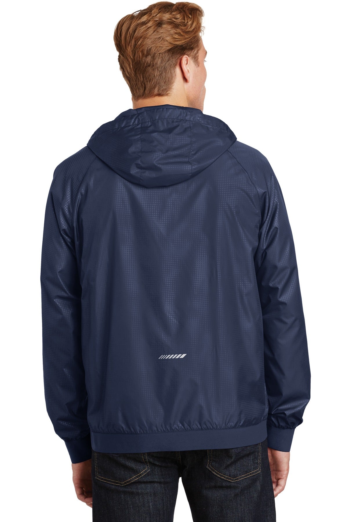 Sport-Tek Men's Embossed Hooded Wind Jacket. JST53
