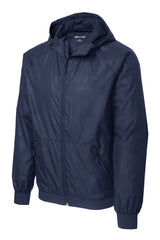 Sport-Tek Men's Embossed Hooded Wind Jacket. JST53