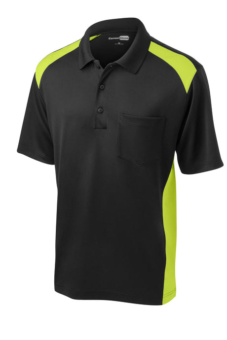CornerStone Men's Select Snag-Proof Two Way Colorblock Pocket Polo. CS416 CornerStone