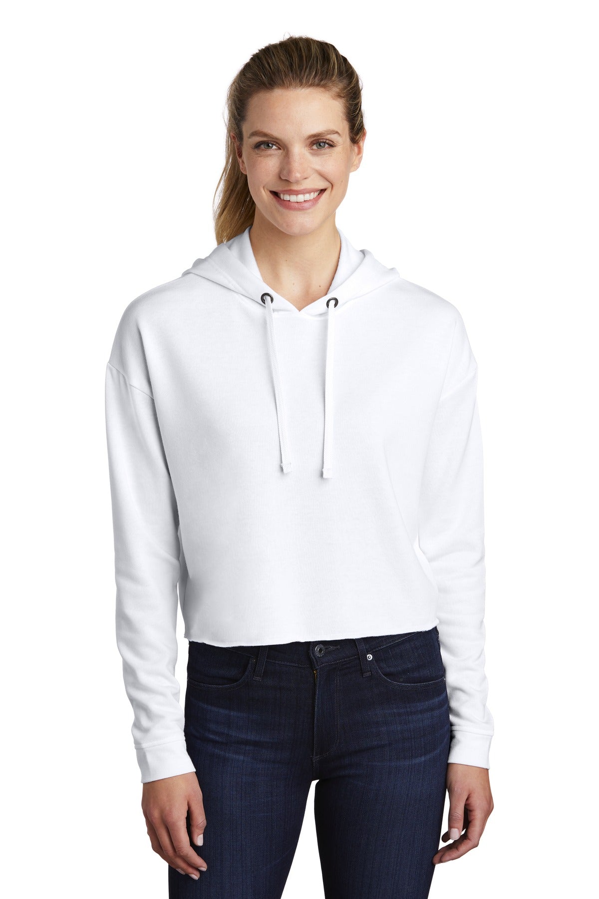 Sport-Tek Women's PosiCharge Tri-Blend Wicking Fleece Crop Hooded Pullover LST298