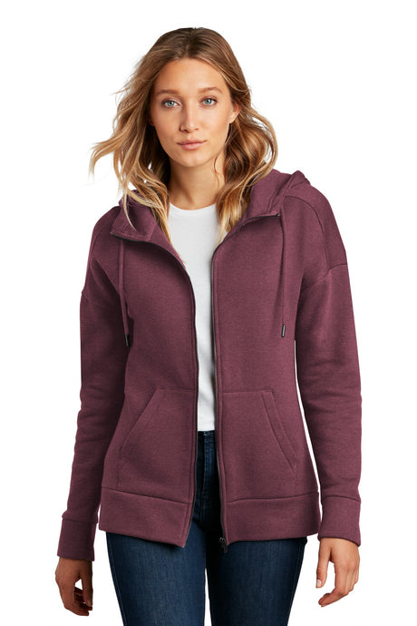 District Women's Perfect Weight Fleece Drop Shoulder Full-Zip Hoodie DT1104 District