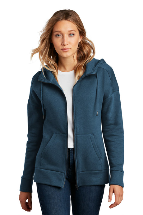 District Women's Perfect Weight Fleece Drop Shoulder Full-Zip Hoodie DT1104 District