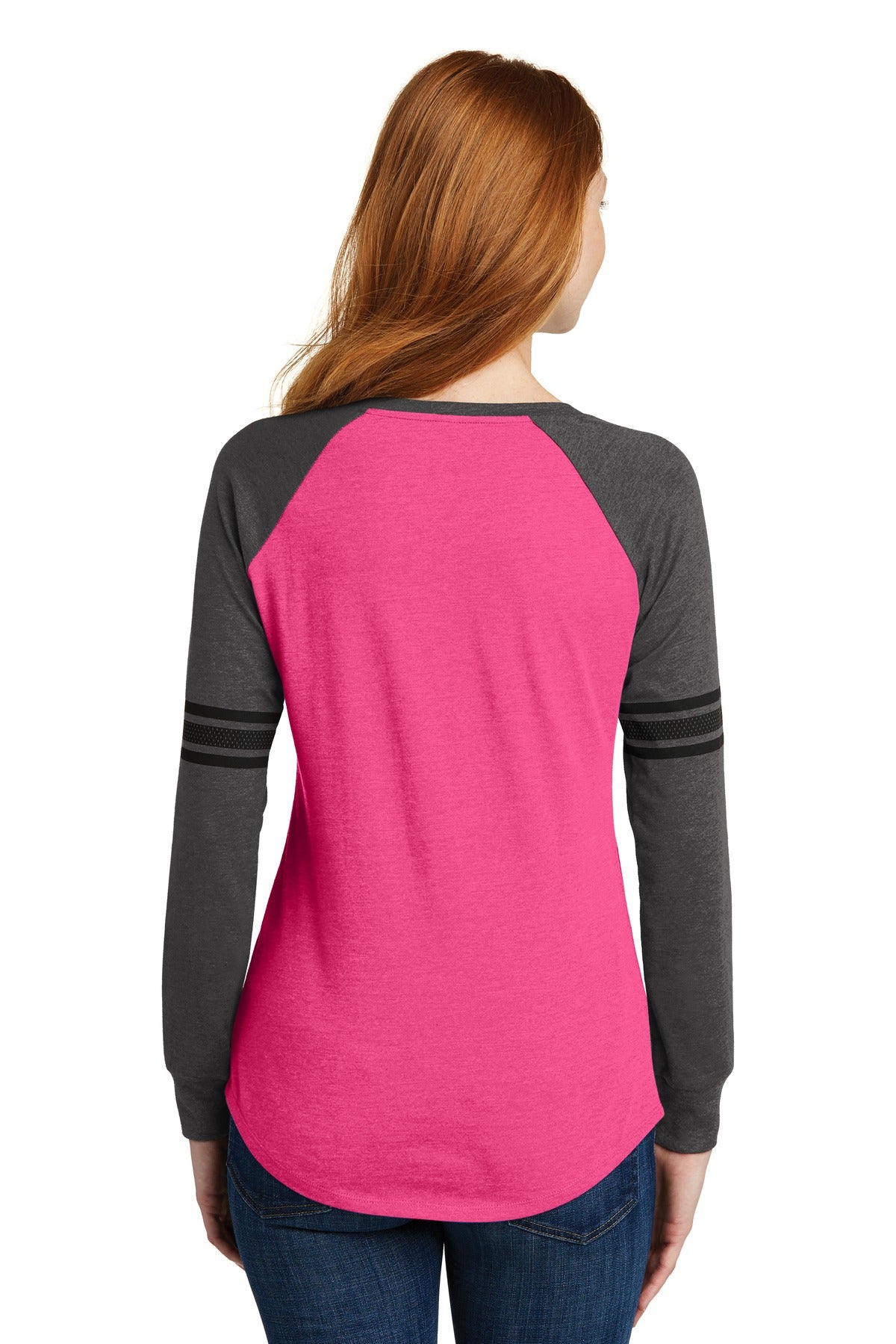 District Women's Game Long Sleeve V-Neck Tee. DM477 District