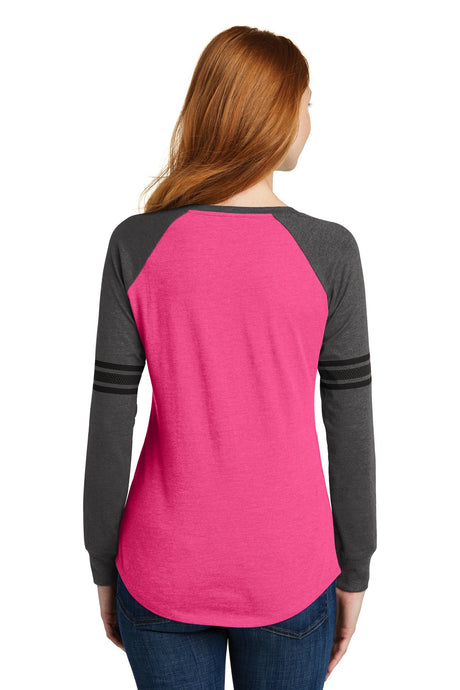 District Women's Game Long Sleeve V-Neck Tee. DM477 District