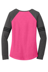 District Women's Game Long Sleeve V-Neck Tee. DM477 District