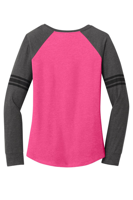 District Women's Game Long Sleeve V-Neck Tee. DM477 District