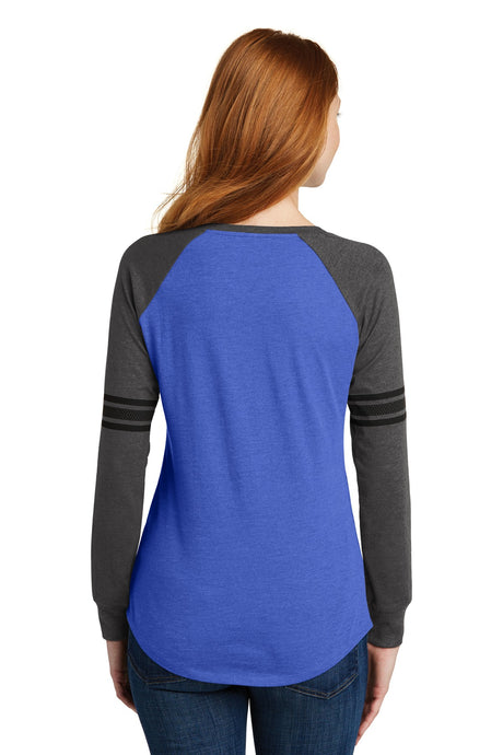 District Women's Game Long Sleeve V-Neck Tee. DM477 District