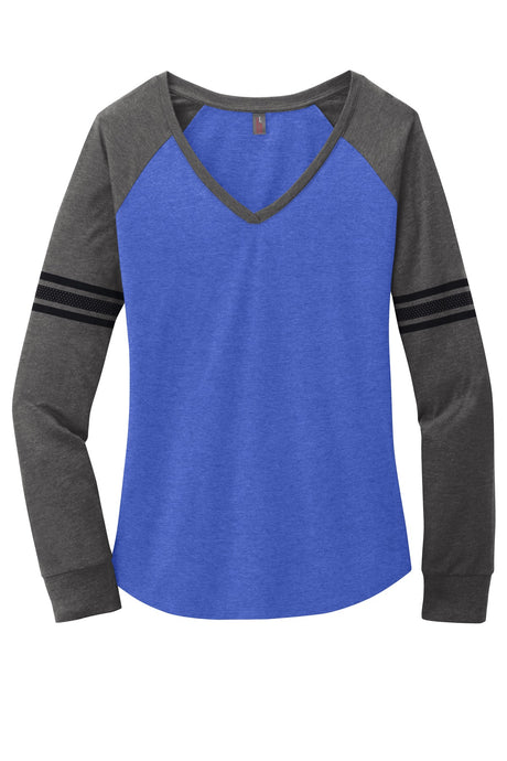 District Women's Game Long Sleeve V-Neck Tee. DM477 District