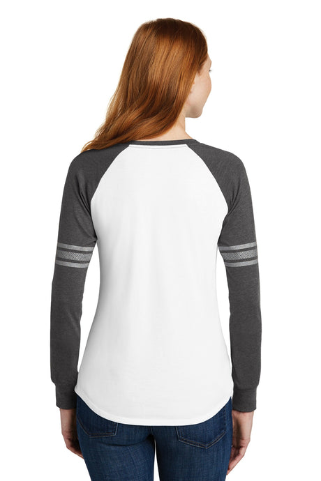 District Women's Game Long Sleeve V-Neck Tee. DM477 District