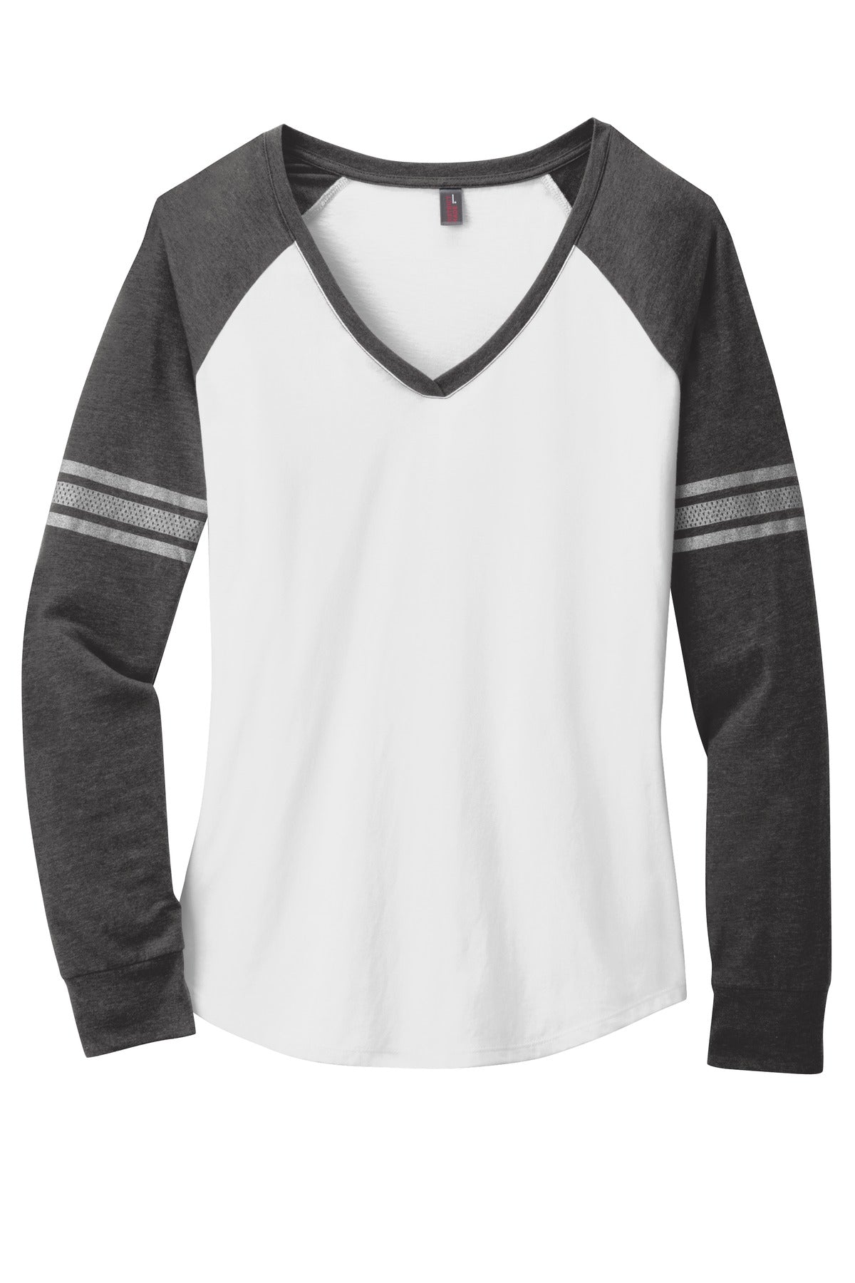 District Women's Game Long Sleeve V-Neck Tee. DM477 District