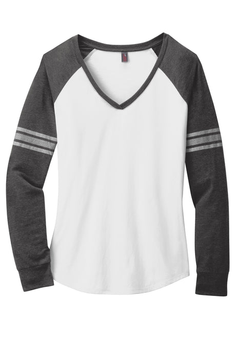 District Women's Game Long Sleeve V-Neck Tee. DM477 District