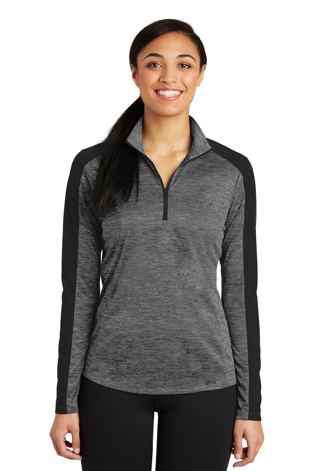 Sport-Tek Women's PosiCharge Electric Heather Colorblock 1/4-Zip Pullover LST397