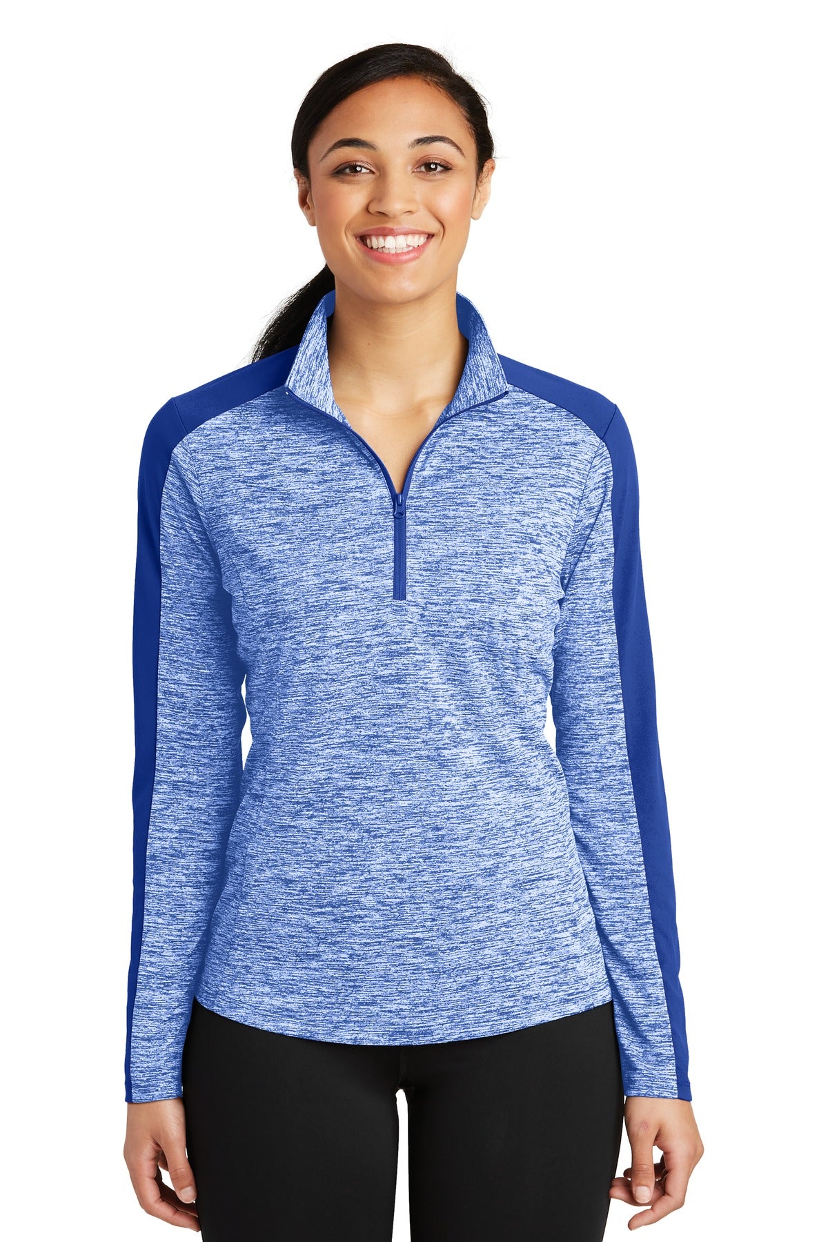 Sport-Tek Women's PosiCharge Electric Heather Colorblock 1/4-Zip Pullover LST397