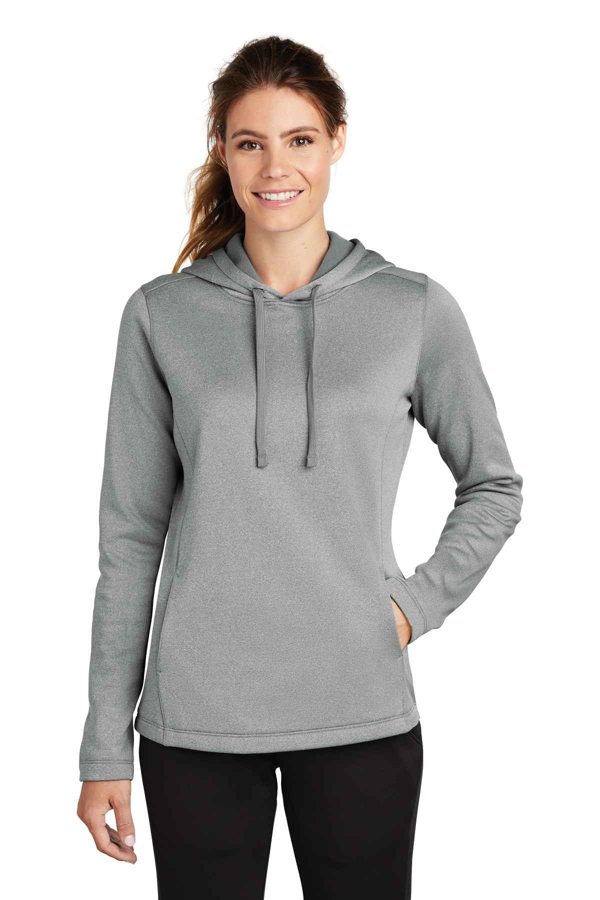 Sport-Tek Women's PosiCharge Sport-Wick Heather Fleece Hooded Pullover LST264