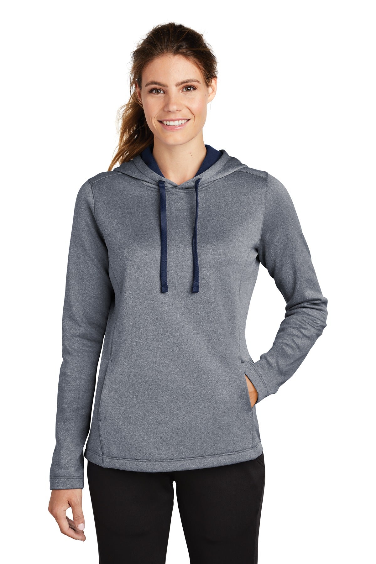 Sport-Tek Women's PosiCharge Sport-Wick Heather Fleece Hooded Pullover LST264