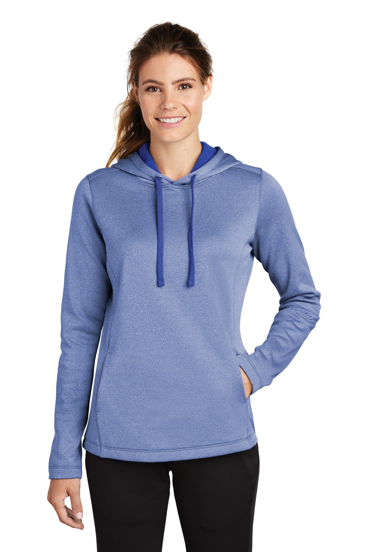 Sport-Tek Women's PosiCharge Sport-Wick Heather Fleece Hooded Pullover LST264