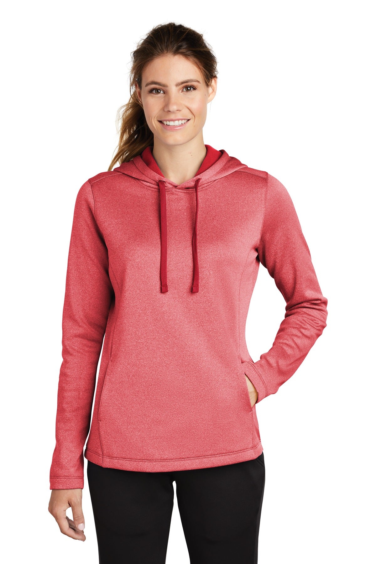Sport-Tek Women's PosiCharge Sport-Wick Heather Fleece Hooded Pullover LST264