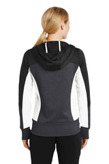 Sport-Tek Women's Tech Fleece Colorblock Full-Zip Hooded Jacket. LST245