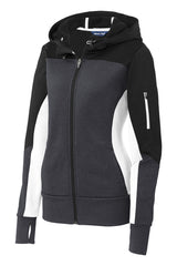 Sport-Tek Women's Tech Fleece Colorblock Full-Zip Hooded Jacket. LST245
