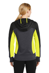 Sport-Tek Women's Tech Fleece Colorblock Full-Zip Hooded Jacket. LST245