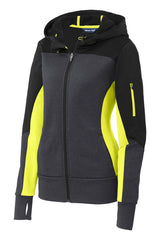 Sport-Tek Women's Tech Fleece Colorblock Full-Zip Hooded Jacket. LST245