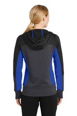 Sport-Tek Women's Tech Fleece Colorblock Full-Zip Hooded Jacket. LST245