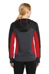 Sport-Tek Women's Tech Fleece Colorblock Full-Zip Hooded Jacket. LST245
