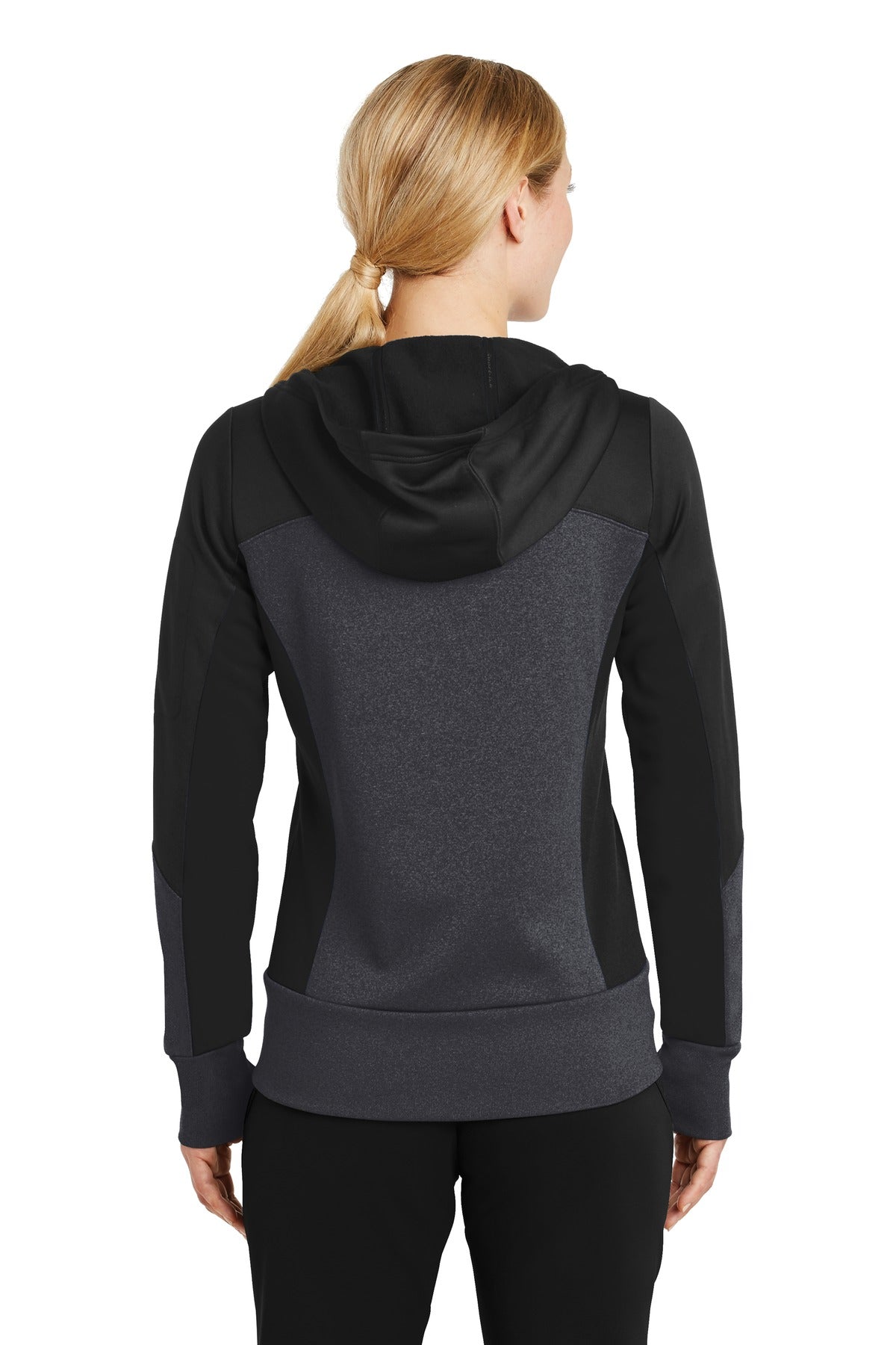 Sport-Tek Women's Tech Fleece Colorblock Full-Zip Hooded Jacket. LST245