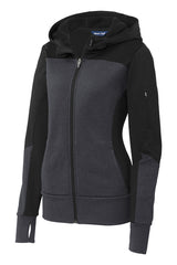 Sport-Tek Women's Tech Fleece Colorblock Full-Zip Hooded Jacket. LST245