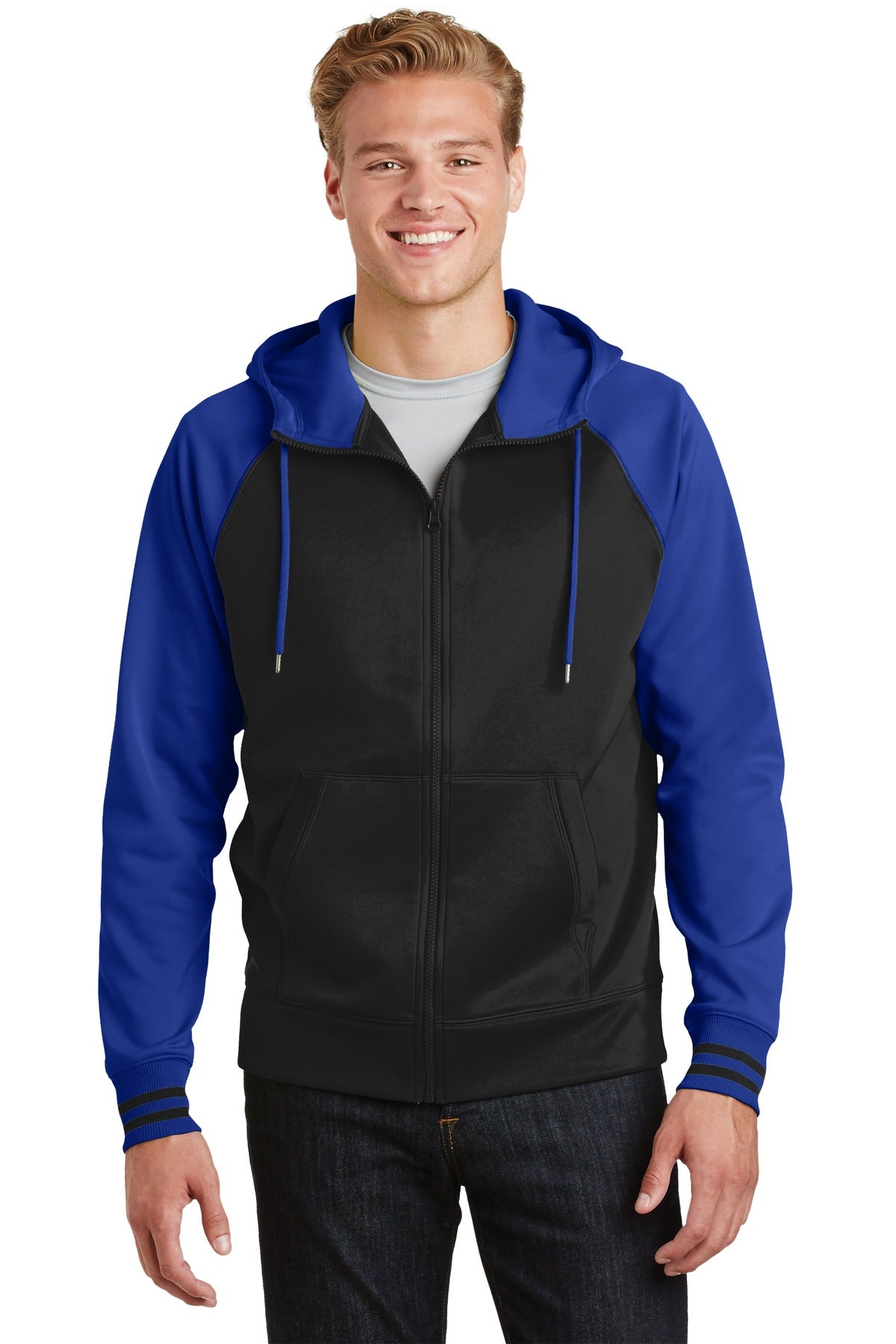 Sport-Tek Men's Sport-Wick Varsity Fleece Full-Zip Hooded Jacket
