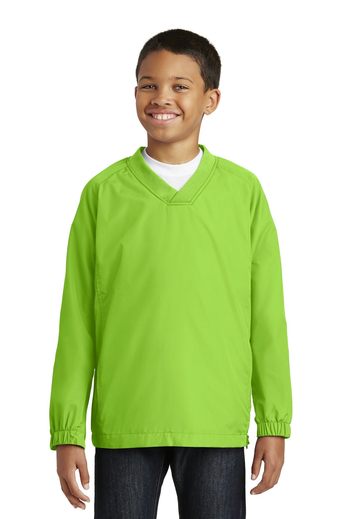 Sport-Tek Youth V-Neck Raglan Wind Shirt YST72