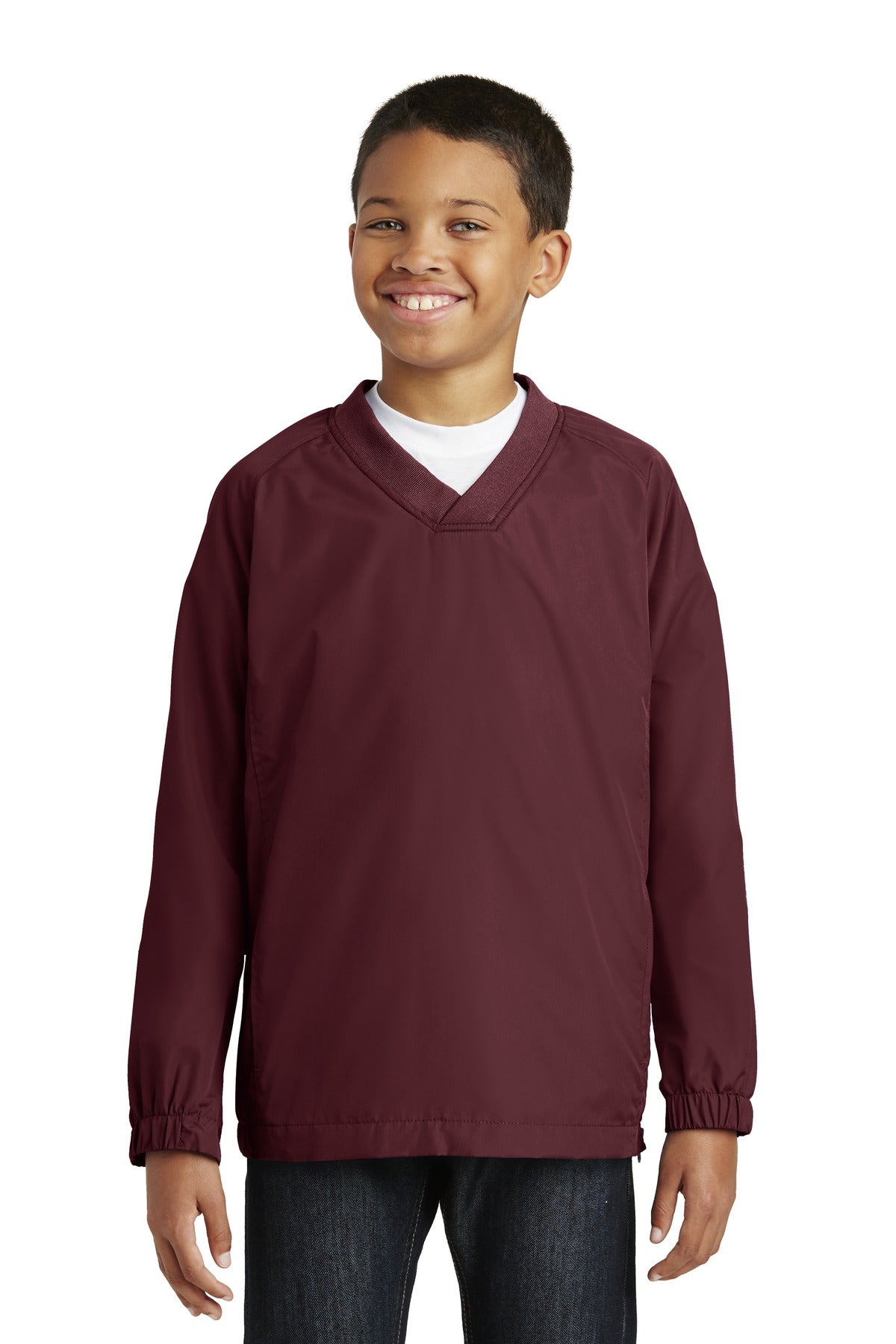 Sport-Tek Youth V-Neck Raglan Wind Shirt YST72