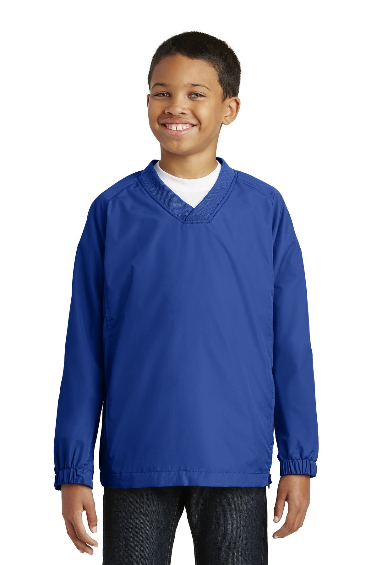 Sport-Tek Youth V-Neck Raglan Wind Shirt YST72