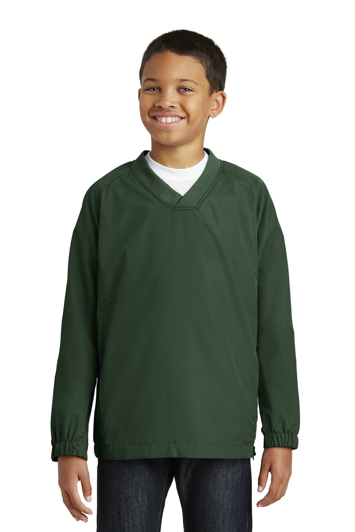 Sport-Tek Youth V-Neck Raglan Wind Shirt YST72