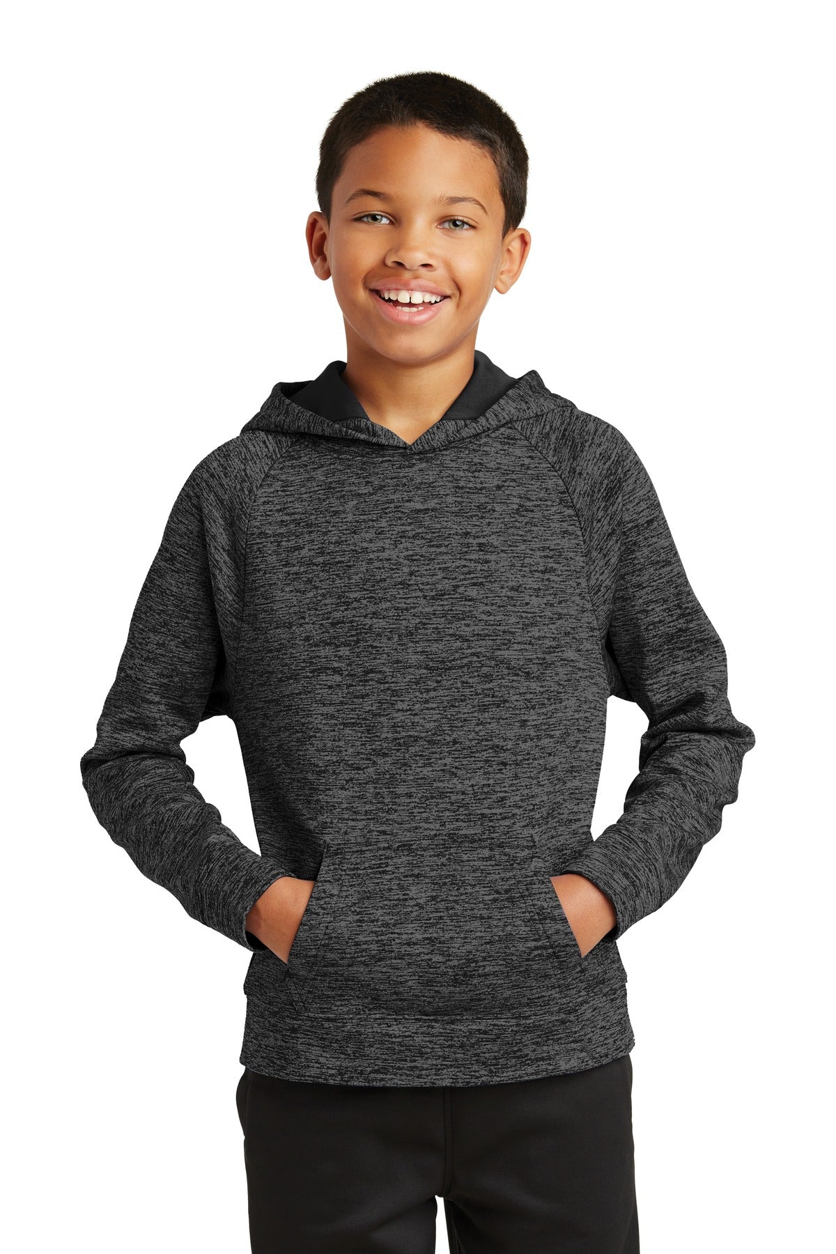 Sport-Tek Youth PosiCharge Electric Heather Fleece Hooded Pullover YST225