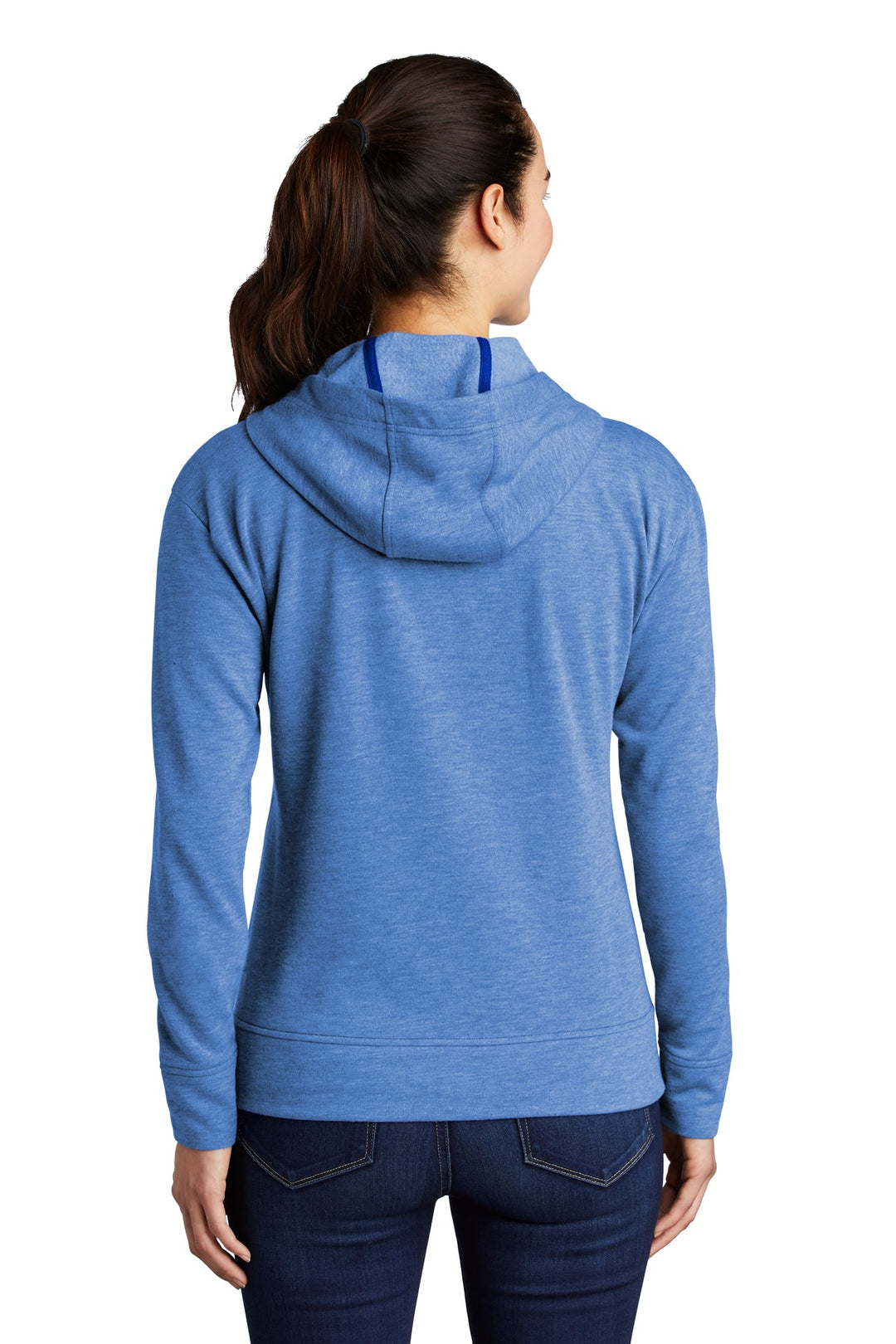 Sport-Tek Women's PosiCharge Tri-Blend Wicking Fleece Full-Zip Hooded Jacket. LST293